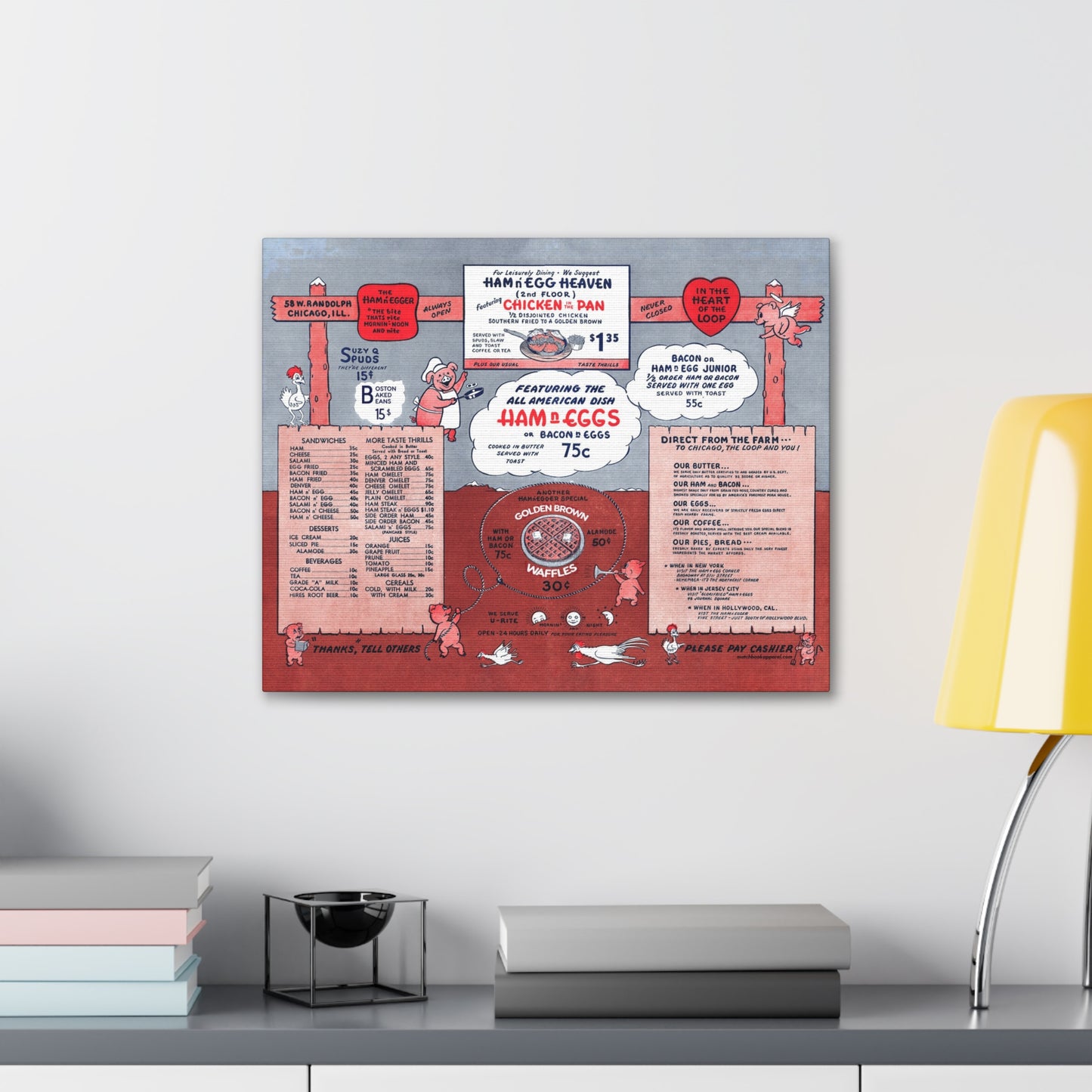 Ham n' Egger - Vintage Menu on Canvas