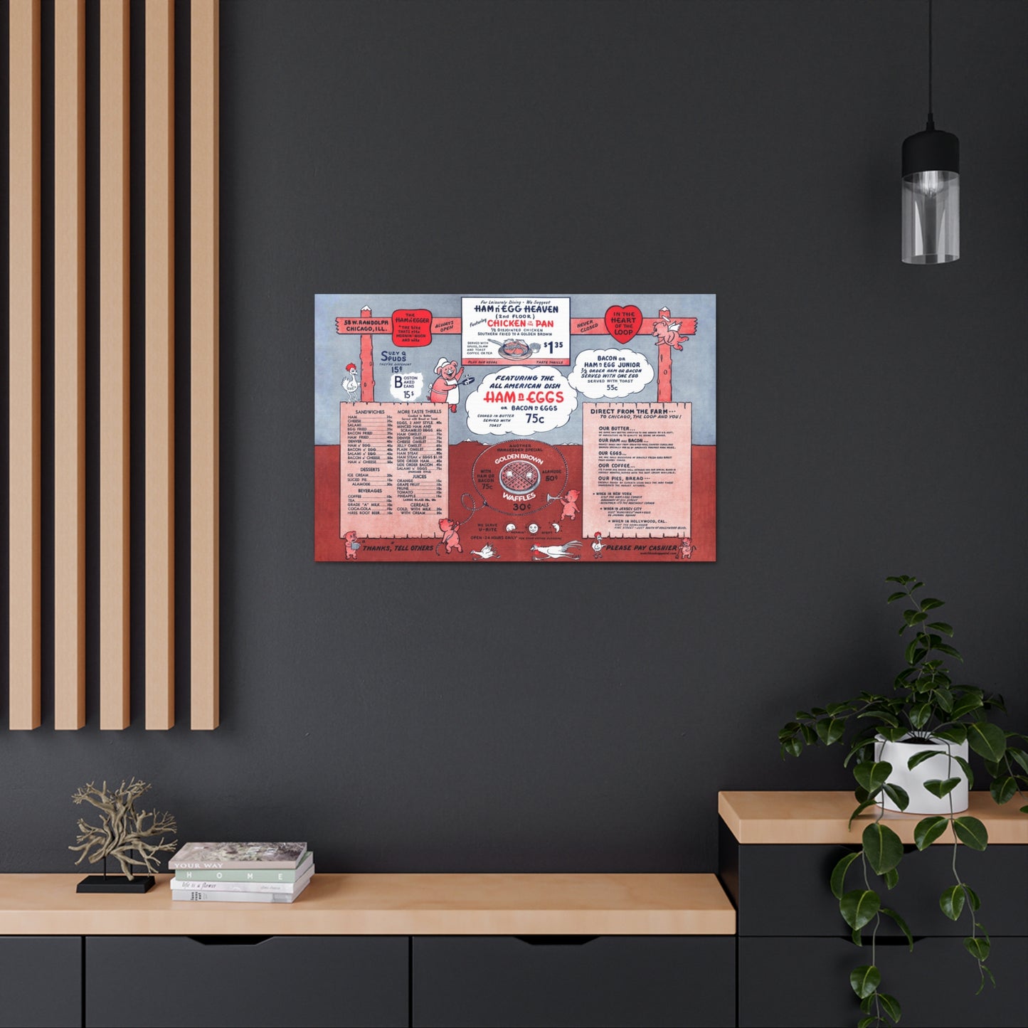 Ham n' Egger - Vintage Menu on Canvas