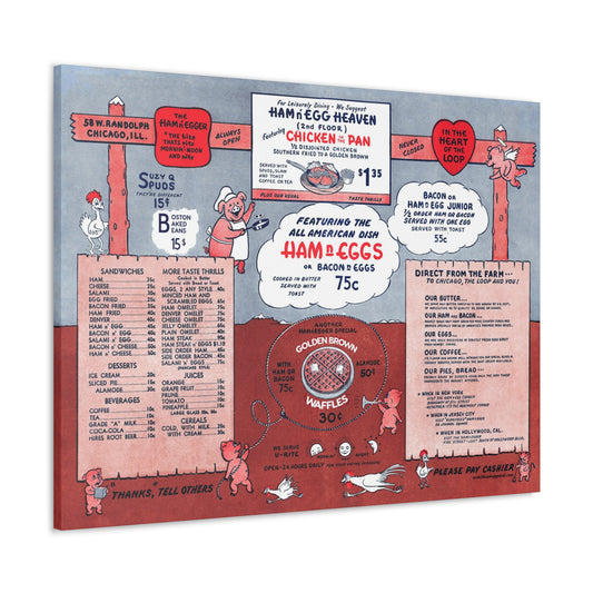 Ham n' Egger - Vintage Menu on Canvas