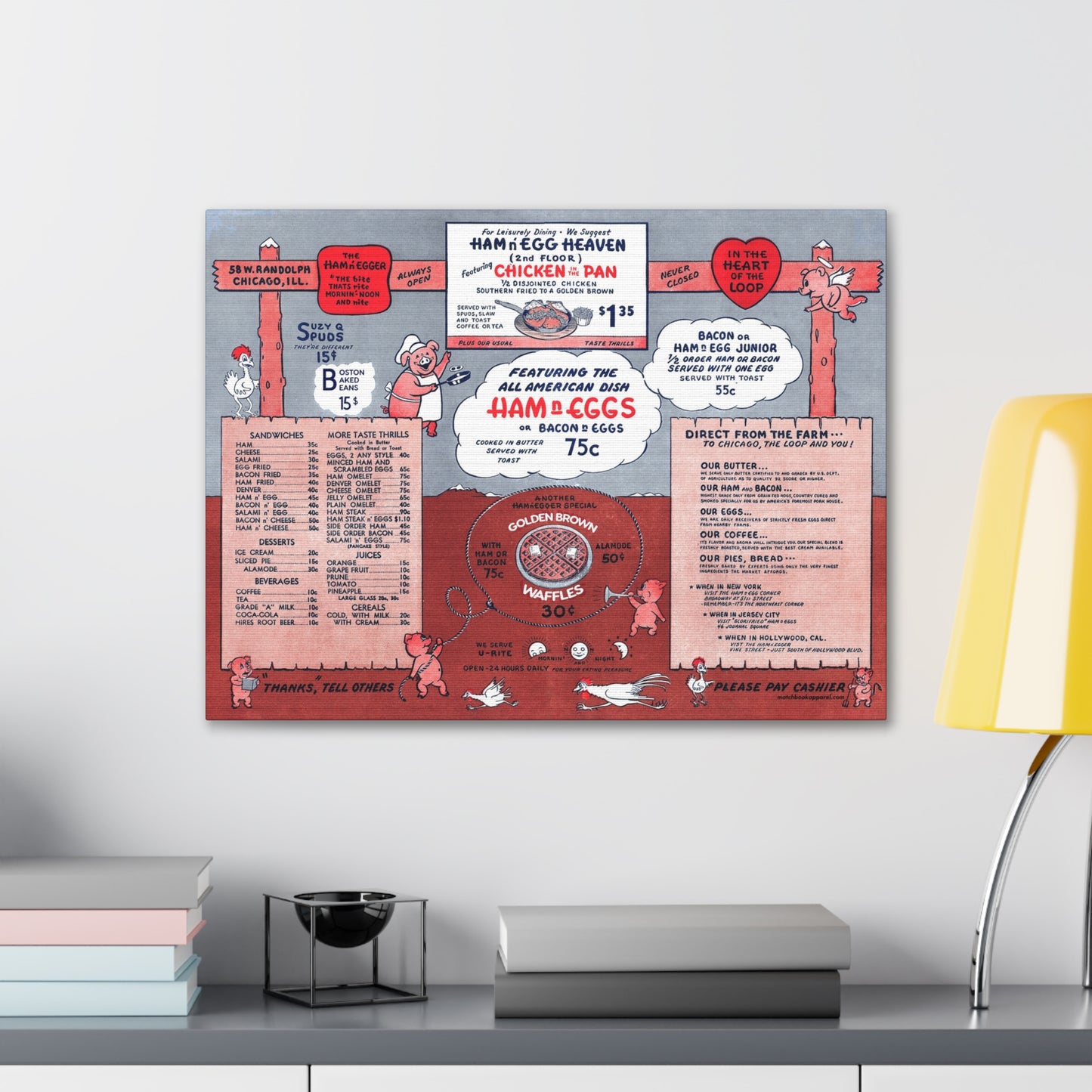 Ham n' Egger - Vintage Menu on Canvas