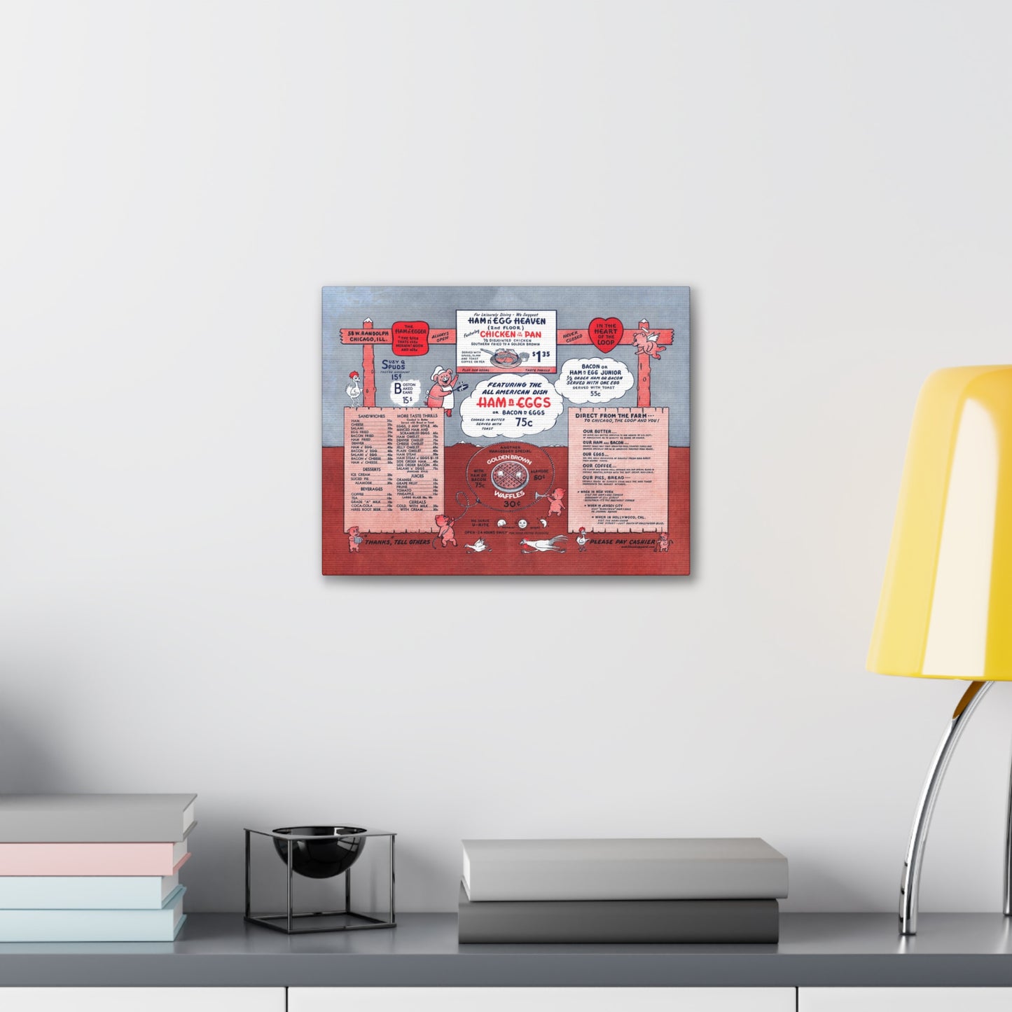 Ham n' Egger - Vintage Menu on Canvas