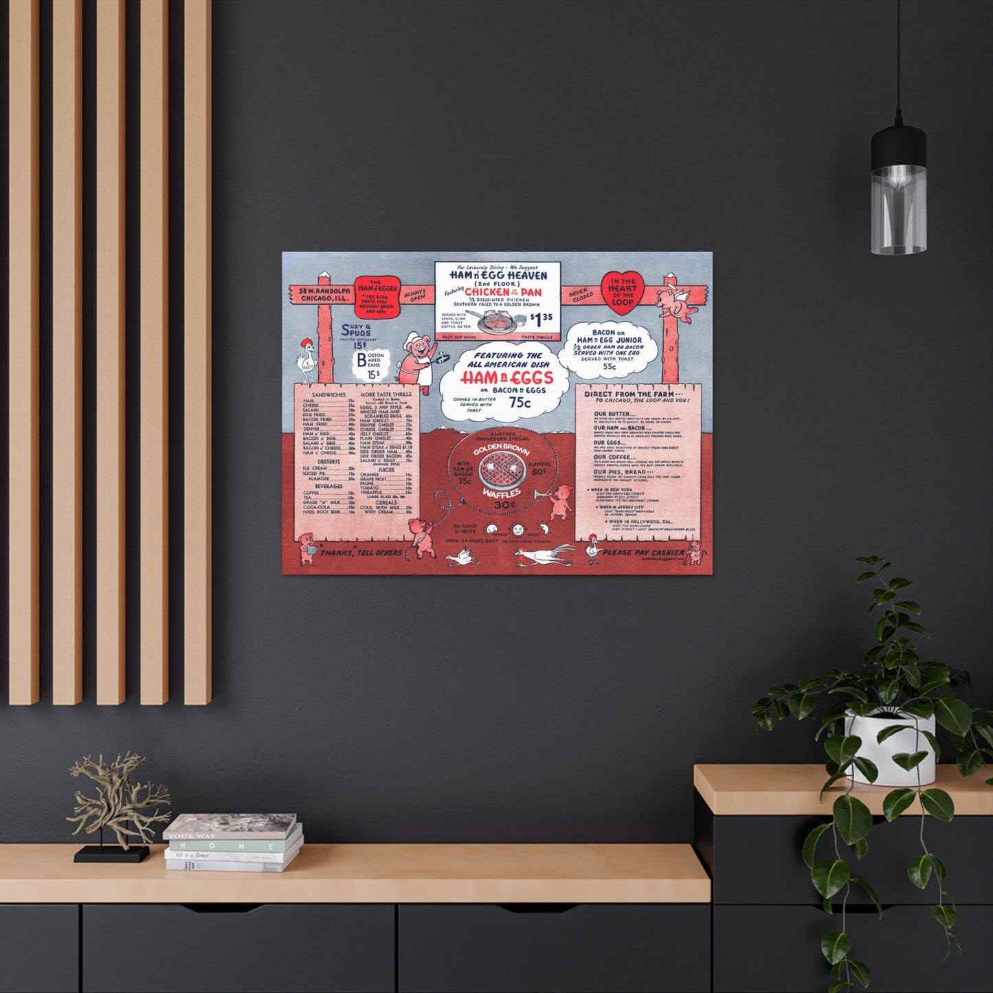 Ham n' Egger - Vintage Menu on Canvas